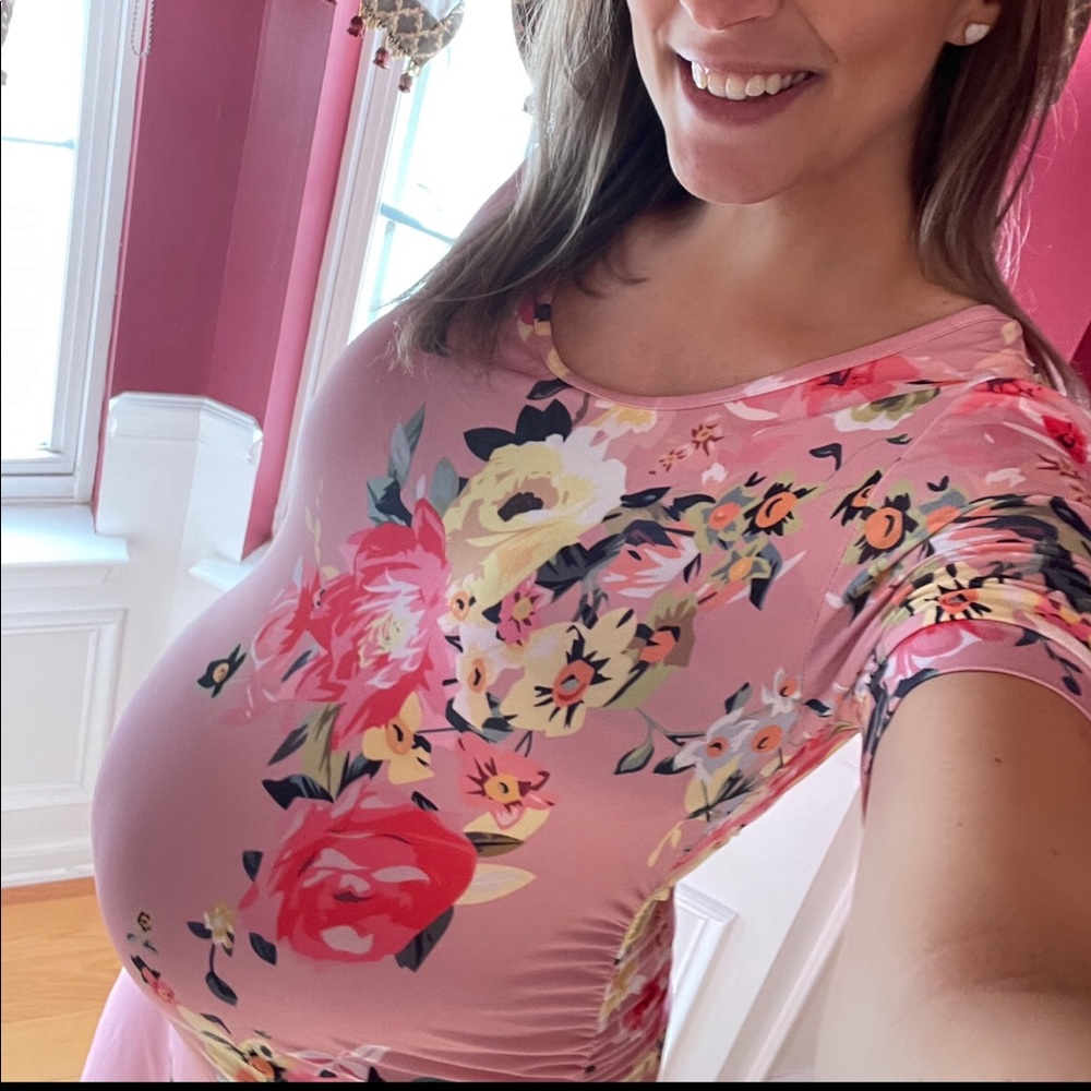 Pink Flowered Maternity Dress